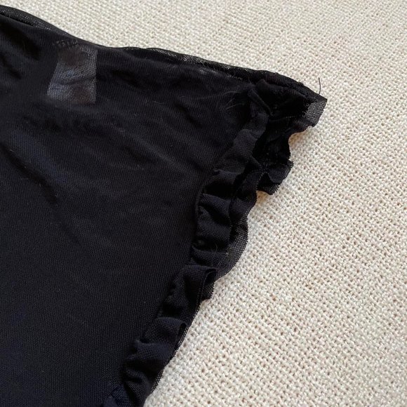 Vintage y2k Black Mesh Embroidered Slip Dress - Picture 2 of 4